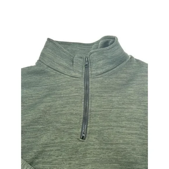 NWT Jackson Hole 1/4 Zip Space Dyed Zipper Sleeve Pocket Heather Green Mens‎ M - Picture 9 of 11